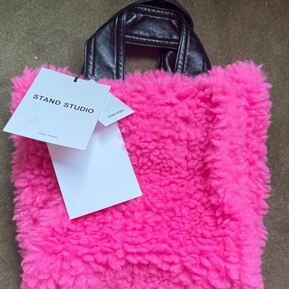 Stand Studio Vibrant Pink Faux Fur Tote
